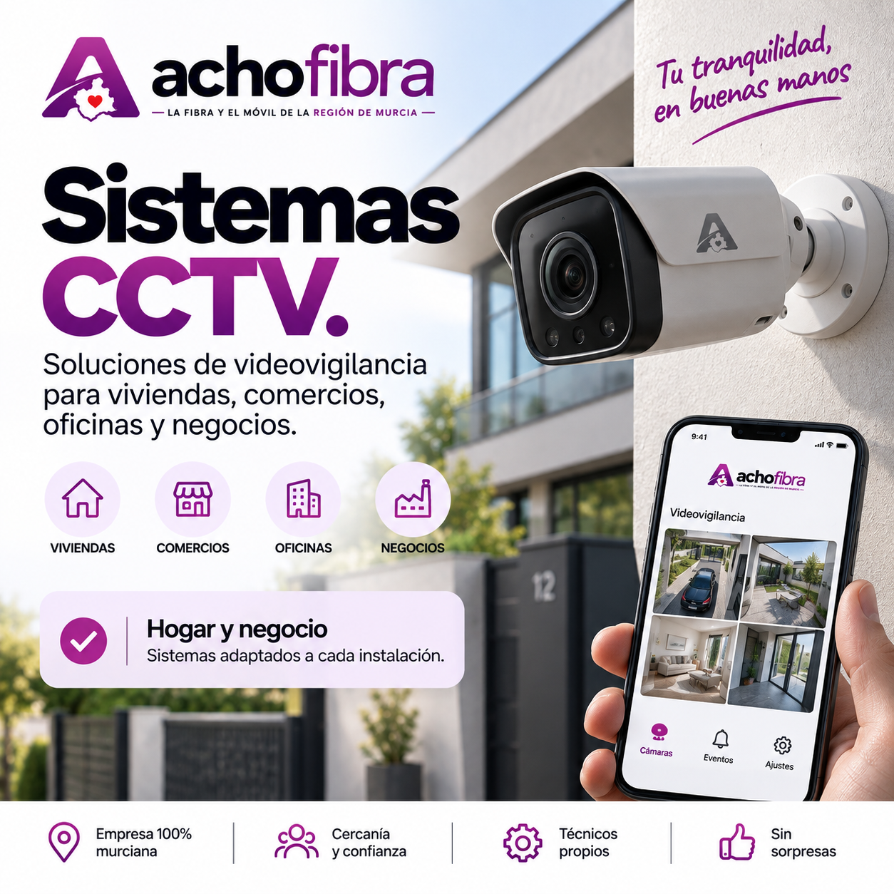 Instalación de sistemas CCTV y videovigilancia con AchoFibra