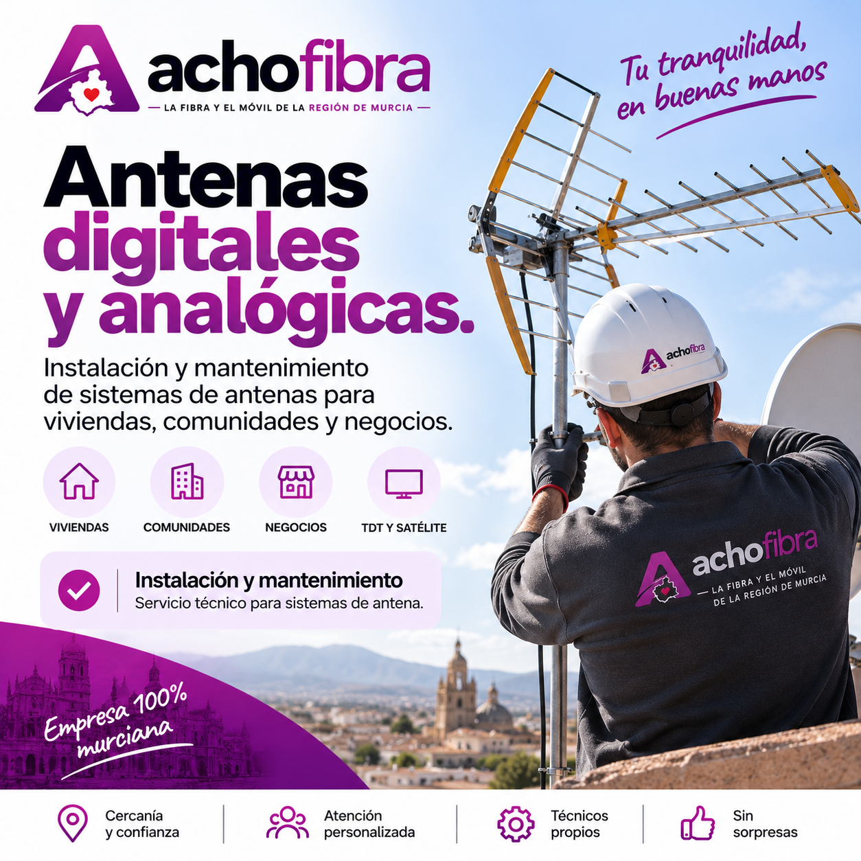 Instalación y mantenimiento de antenas digitales y analógicas con AchoFibra
